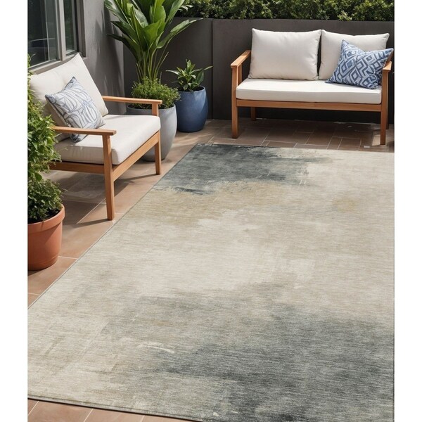 Homeroots 5' X 8' Beige Taupe And Ivory Abstract Washable Indoor Outdoor Area Rug 616845 - main