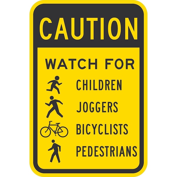 Lyle Caution Watch For Children, Joggers...With Symbols, 24x30, Diamond Grade, Yellow G-13939-DG_24x30 - main