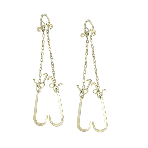 Mytee Products 5/16 inx3 ft Leg G70 V-Chain Bridle Tow w/ 15 in J Hook T-J Grab Hooks 4700 # WLL, 2PK CH5163V-J-TJ-GHx2 - main