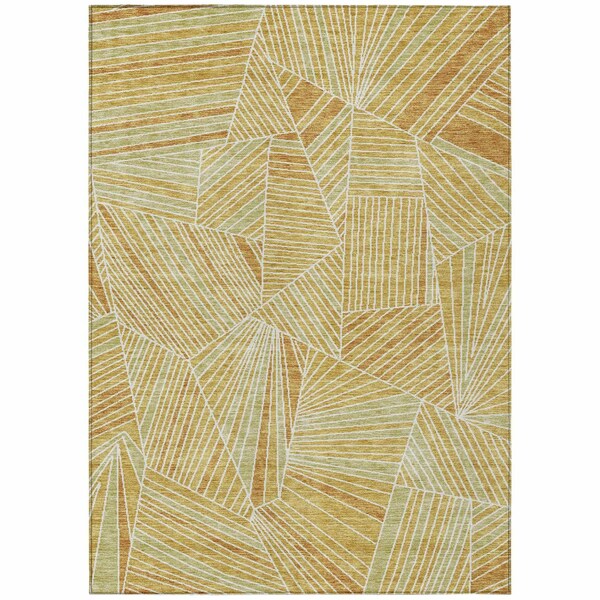 Homeroots 10' X 14' Gold Copper And Brown Geometric Washable Indoor Outdoor Area Rug 594790 - main