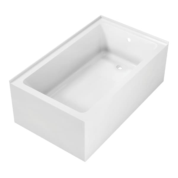 Kingston Brass 60" Acrylic Rectangular 2-Wall Corner Alcove Tub, Right Hand Drain, Glossy White VTAP6036R22TS - main