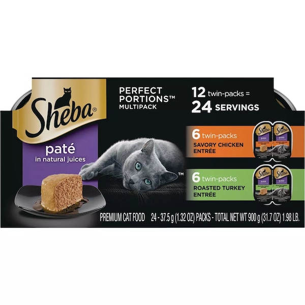 Sheba Perfect Portions Pate Adult Savory Chicken/Roasted Turkey Wet Cat Food, 12PK 798139 - main