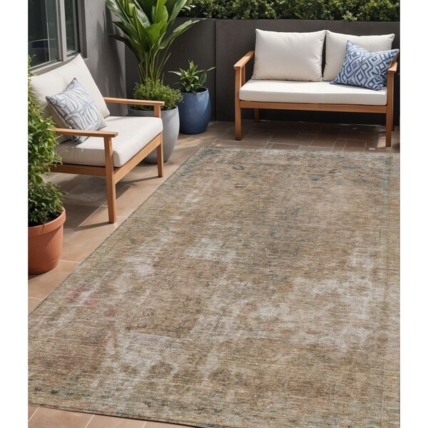 Homeroots 5' X 8' Beige And Taupe Abstract Washable Indoor Outdoor Area Rug 615495 - main