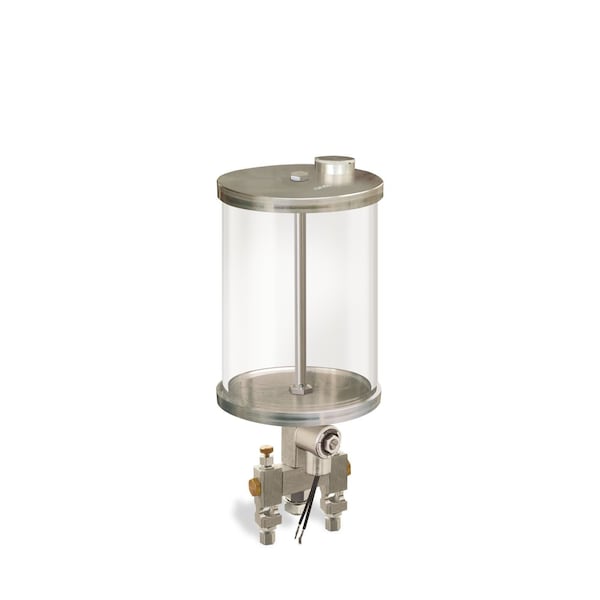 Oil-Rite 1/2 gal Capacity Multiple Feed Electro Lubricator w/Acrylic Reservoir - 2, 1/4in. OD Tube, 24VDC B3152-064A02024DB111GW - main