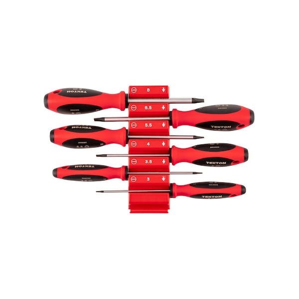 Tekton Slotted Screwdriver Set with Red Modular Organizers - 4 Inch Shanks, 6-Piece (3 - 8 mm) DWS90106 - main