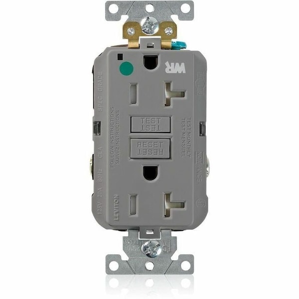Leviton SmartlockPro GFCI 20A WR/TR/HG/PI Gray GFWT2-HGG - main