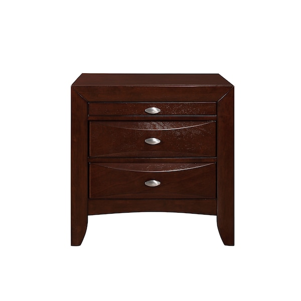 Homeroots 25" Merlot Wood Three Drawer Nightstand 384023 - main