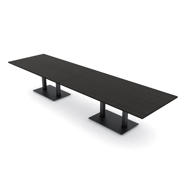Skutchi Designs Rectangle Conference Table With Power Unit, 48 in W, 168 in L, Black HAR-REC-48X168-DOU.BK-U999ST19-NA - main