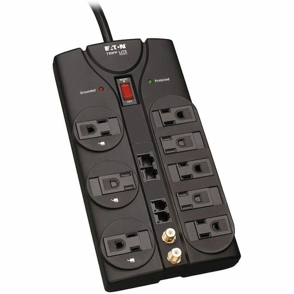 Tripp Lite Power Strip, Surge, 8 5-15R, 5-15P, 10 ft., Black TLP810NET - main