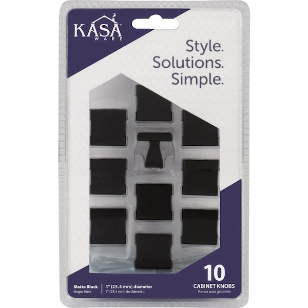 Hardware Resources KasaWare 1''Diameter Matte Black Flared Foot Square Knob, 10PK K313MB-10 - main