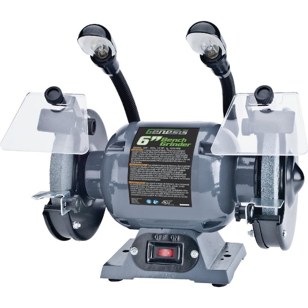 Genesis 6'' 1/2 HP Bench Grinder with LED Lights GBG600L - main
