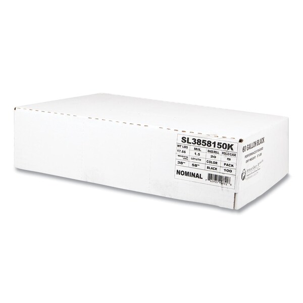 Integrated Bagging Systems Low-Density Commercial Can Liners, Coreless Interleaved Roll, 60gal, 1.5 mil, 38inx58in, 100PK SL3858150K - main