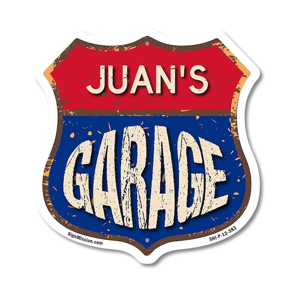 Signmission Juan's Garage, 12 Inch X 12 Inch, Plastic Sign SHI-P-12-383-JUAN - main
