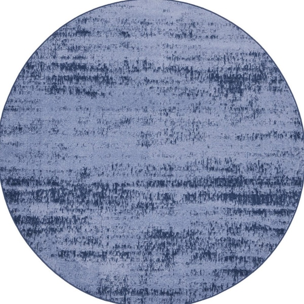 Homeroots 8' Denim Blue And Navy Blue Round Abstract Indoor Outdoor Area Rug 545506 - main