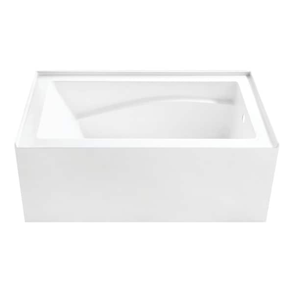 Kingston Brass 54" Acrylic Rectangular 3-Wall Alcove Tub, Right Hand Drain and Anti-Skid Surface, Glossy White VTAM5432R22D - main