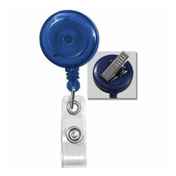 Brady Round Translucent Swivel Back Reel With Clear Vinyl Strap - Vinyl - 100 / Pack - Blue 2120-7622 - main