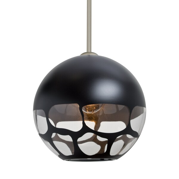 Besa Lighting Rocky Stem Pendant, Black, Satin Nickel Finish, 1x60W Incandescent 1TT-ROCKYBK-SN - main