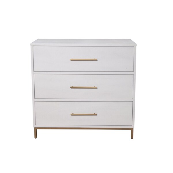 Homeroots 36" White Solid Wood Three Drawer Chest 524126 - main