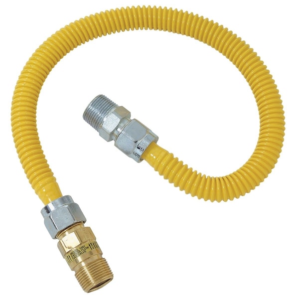 Dormont 5/8'' ODx36'' Coated Stainless Steel Gas Connector 1/2'' MIP, Tapped 3/8'' FIPx1/2'' MIP SmartSense XL30C-313MV6-TS-36B - main