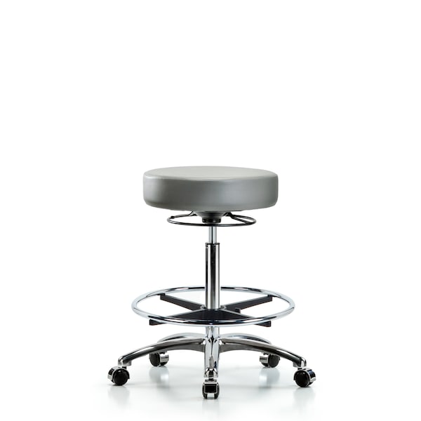 Blue Ridge Ergonomics Vinyl Stool, Chrome, High Bench, Foot Ring, Casters, Sterling BR-VHBSO-CR-CF-CC-8840 - main