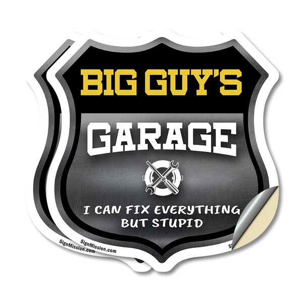 Signmission Big Guy's Garage I Can Fix Everything But Stupid, 4 inch X 4 inch, Vinyl Decal, 2PK SHI-D-2PACK-4-490-BIG GUY - main