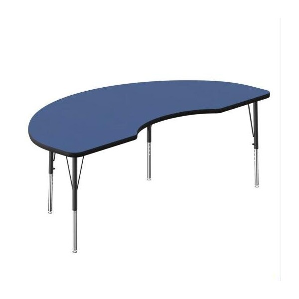 Correll Kidney HPL Activity Table, 72 in W, 36 in L, 19 in to 29 in H, Particleboard, Blue A3672-KID-37 - main