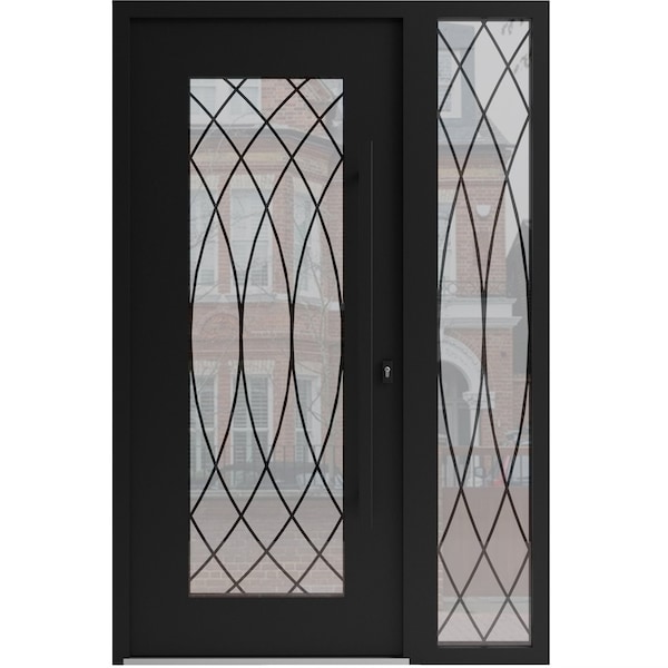Vdomdoors Aluminum Door Iron 1600 Black Entry Steel Metal Classic Painted 48 x 80 (36+12 x 80)-Left Inswing IRON1600EXD-BLK-W36+12xH80-LH-I - main