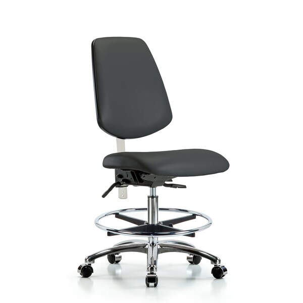 Blue Ridge Ergonomics Clean Room Chair Vin Med Ben Chair, Med, Bk, Gry, CL100, No Arms, 22" to 29" Height, Vinyl, Charcoal BR-NCR-VMBCH-MB-CR-T1-A0-CF-CC-8605 - main