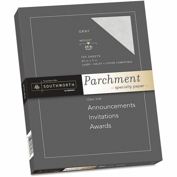Southworth PARCHMENT SPECIALTY PAPER, 24 LB, 8.5 X 11, GRAY, 100PK P974CK336 - main
