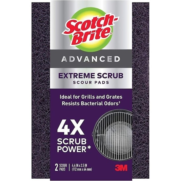 Scotch-Brite Extreme Scrub Scour Pad, 4.4 in L, 2-1/2 in W, Purple, 2PK 77222-R - main