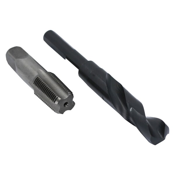 Drill America 1/2 NPT Tap & Drill Set – Carbon Steel Tap + 23/32 HSS Drill Bit W/ 1/2 Shank, In Case