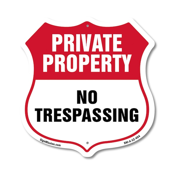 Signmission Private Property Shield Sign No Trespass, 12 Inch X 12 Inch, Aluminum Metal Sign SHI-A-12-454 - main