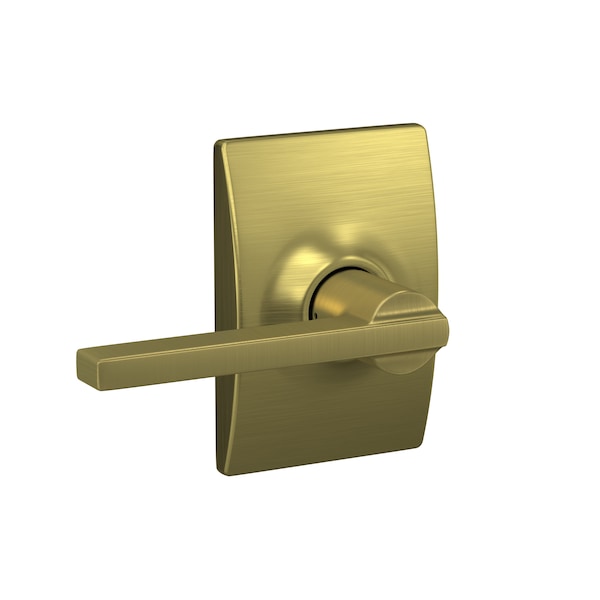 Schlage Residential Latitude Lever with Century Rose Passage Lock with 16080 Latch and 10027 Strike Satin Brass Finish F10LAT608CEN - main