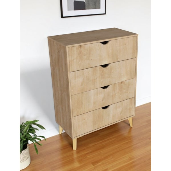 Homeroots 30" Natural Wood Four Drawer Dresser 552256 - main