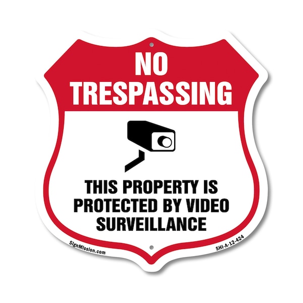 Signmission No Trespassing Shield Sign This Property, 12 Inch X 12 Inch, Aluminum Metal Sign SHI-A-12-424 - main