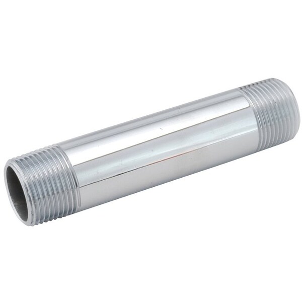 Anderson Metals Pipe Nipple, 12 in, MPT, Brass, Chrome, 3 in L 38310-0830 - main