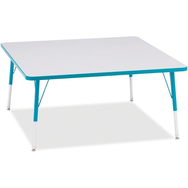 Jonti-Craft Berries Square Activity Table, 48 in. x 48 in., A-height, Freckled Gray/Teal/Gray 6418JCA005 - main