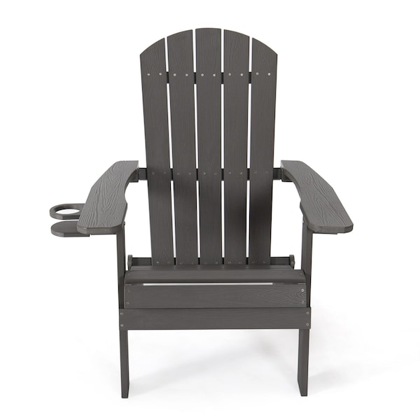 Homeroots 35" Charcoal Heavy Duty Plastic Adirondack Chair 530703 - main