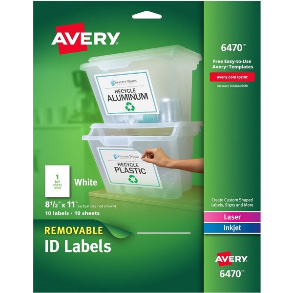 Avery White Removable Multipurpose Label, PK10 06470 - main
