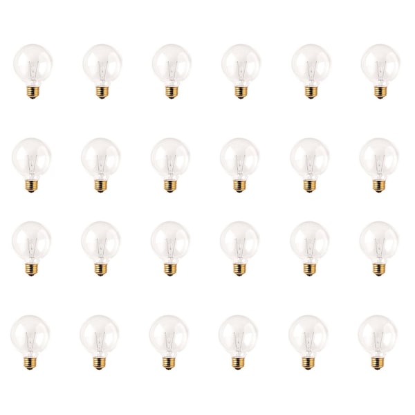 Bulbrite 25W Dimmable Clear G25 Incandescent Light Bulbs, Medium E26 Base, 2700K, 24PK 861268 - main