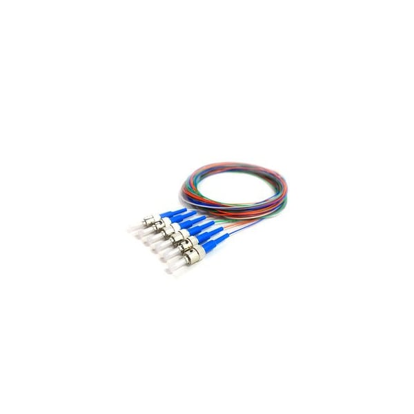 Cable Wholesale 6 Strand Fiber Pigtail, 9/125 Singlemode(Blue Boot), ST/UPC, 3 meter 15F1-01106 - main