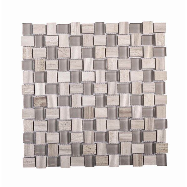 Apollo Tile Wooden Gray 12x12 Glass Marble Polished Floor and Wall Mosaic Tile 4.83 sqft/case, 5PK APLBL8804WGA - main