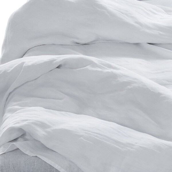 Homeroots Four Piece White Linen King Sheet Set 520731 - main