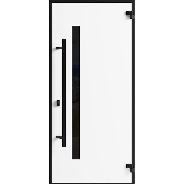 Vdomdoors Front Exterior Prehung Steel Door Ronex0162 Red Oak Entry Metal Modern Painted W36xH80 Left hand RONEX0162EXD-RED-W36 x H80-LH-I - main