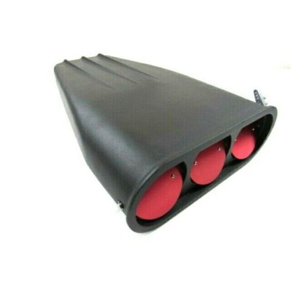 Absurdo Aluminum Finned Street Hood Scoop Single or Dual Quad Reversible Round Flaps, Black AB2204707 - main