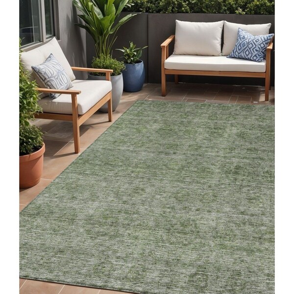 Homeroots 5' X 8' Olive Green And Beige Floral Washable Indoor Outdoor Area Rug 605730 - main