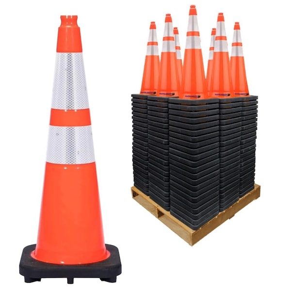 Traffic Kontrol Traffic Cones, PVC, 36 in Height, 10 lbs, Orange TKTC-36-10-OR-2C-261 - main