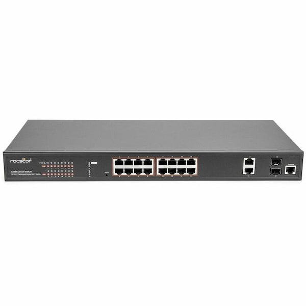 Rocstor SOLIDCONNECT SCM20 16-PORT POE+ GIGABIT L2 MANAGED ETHERNET SWITCH & 2-PORT GIGA Y10S010-B1 - main