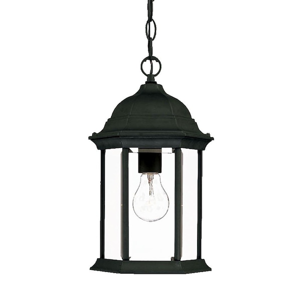 Homeroots Matte Black Glass Lantern Hanging Light 398002 - main
