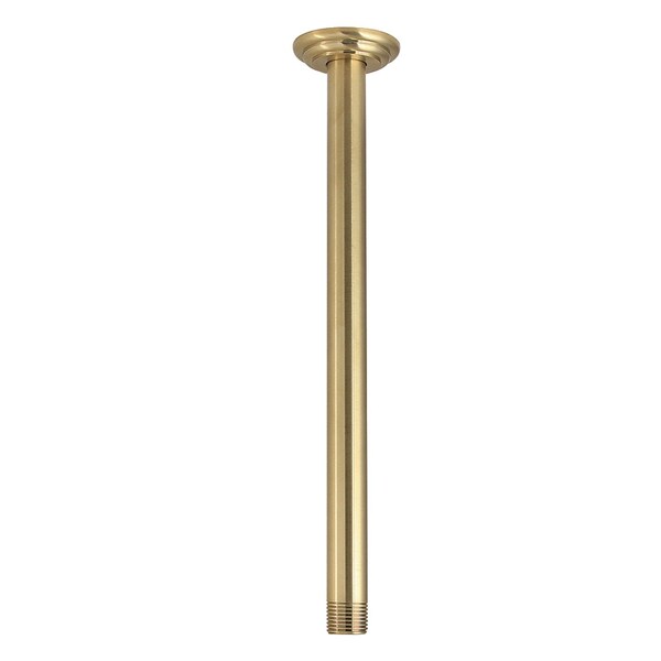 Kingston Brass 12" Rain Drop Ceiling Mount Shower Arm with Round Flange, Brushed Brass K211C7 - main